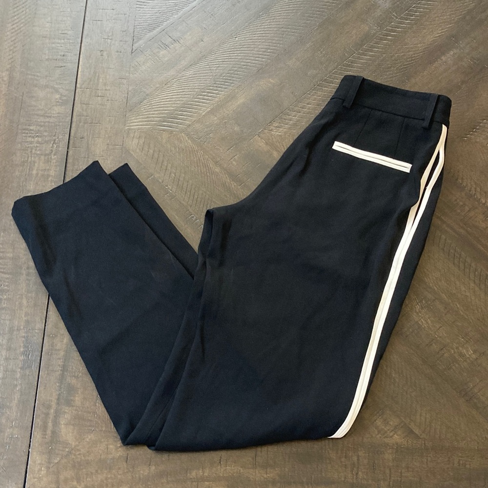 DKNY Womens Black Pants with White Accent